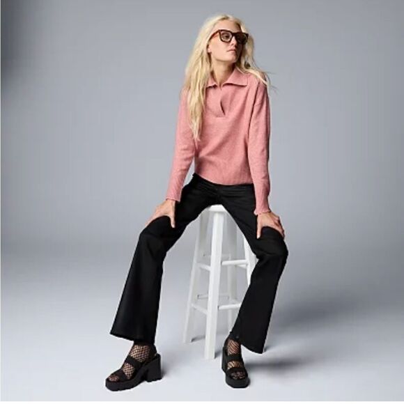 Simply Vera Wang Luxe Cashmere Blend Pullover Polo Sweater Sz XS NEW - Picture 7 of 12